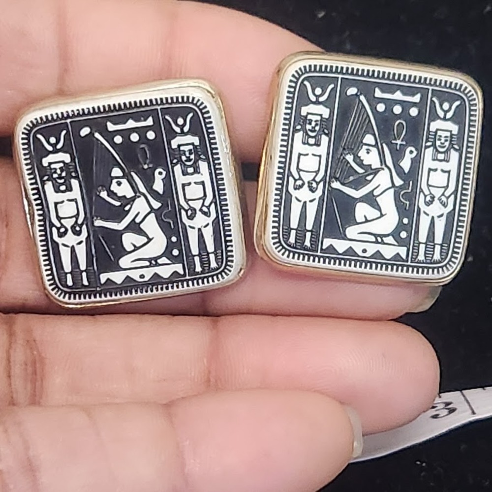 Egyptian Revival Panel‎ Cufflinks